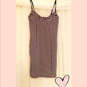 Black + Nude body-con striped dress size M